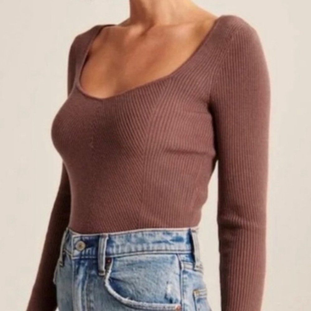 A&F Square Neck Long Sleeve Sweater Top